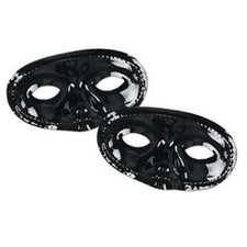 Black Half Mask w/Elastic 2 Per Pack Plastic Mardi Gras Favor Costume Prop