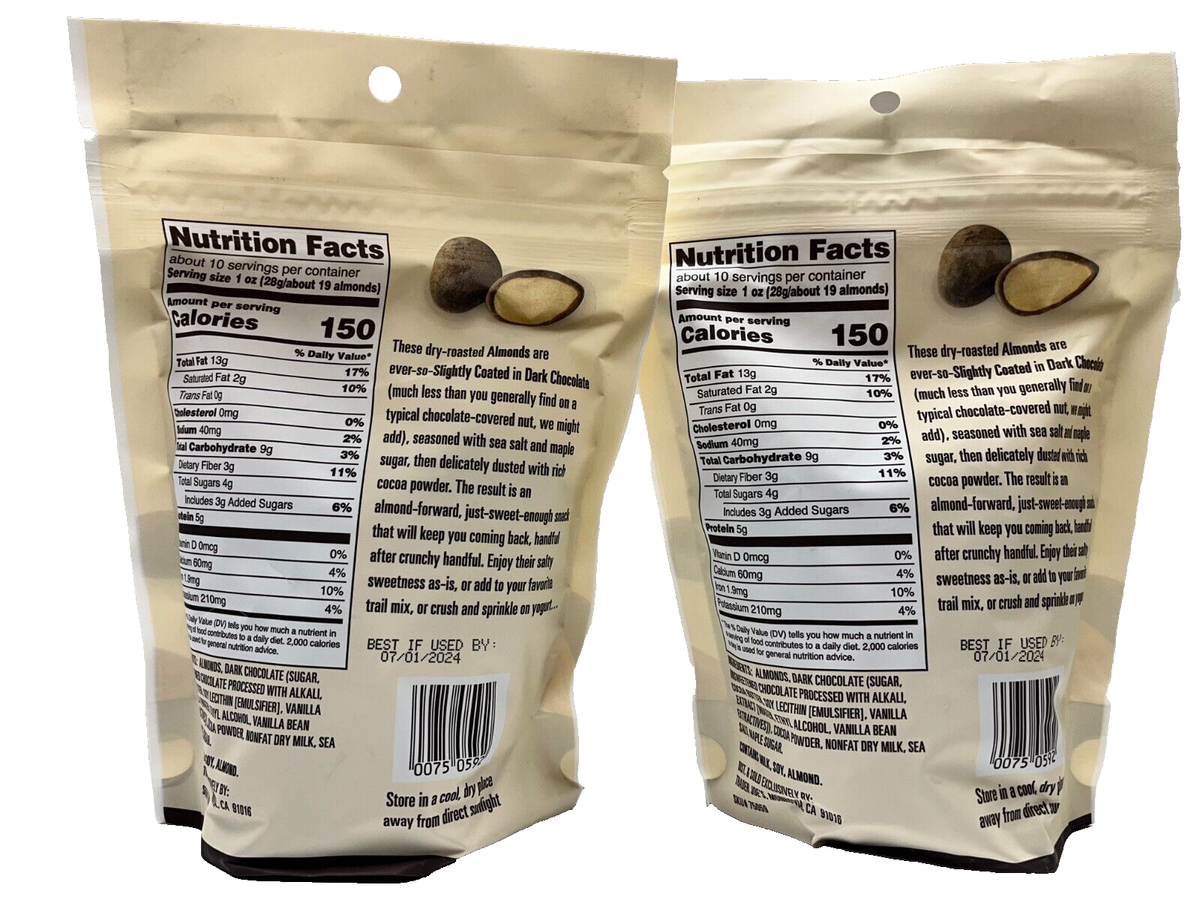 2-Pack Trader Joe's Slightly Coated Dark Chocolate Almonds Best by