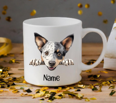 Personalisierte Tasse Australian Stumpy Tail Rinder Hund guckender Welpe