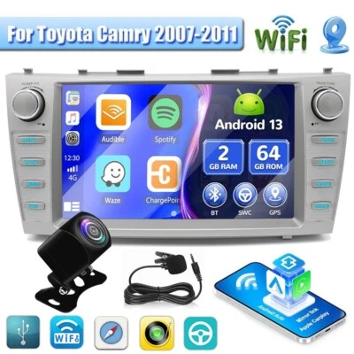 YUANTING For Toyota Camry 2007-2011 Android 13 CarPlay Car Stereo GPS Navi WiFi Radio+CAM