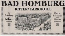 Bad Homburg Ritters Parkhotel Advertising from 1918