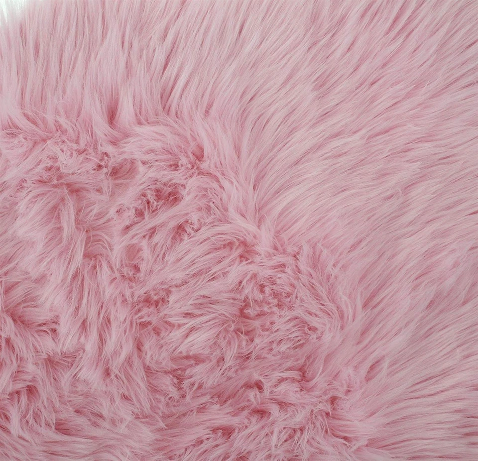 Deko Fell rosa, 65x90 cm, Kunst Plüsch Teppich Läufer Matte Sitz Sofa Auflage - Bild 3 von 4