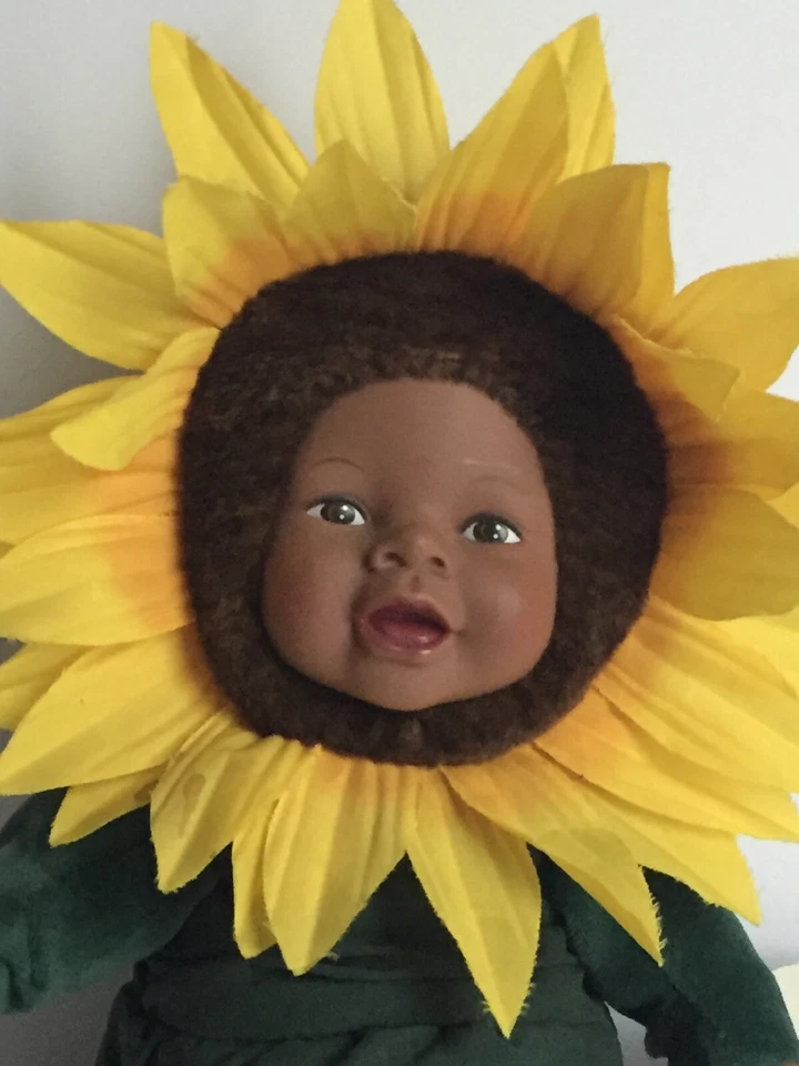 Anne Geddes  Baby Sunflower  African American Bean Filled Collection 10.5" T - Image 2 of 4
