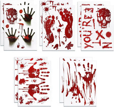 Halloween Decorations-10 Sheets Halloweens Window Clings-Scary Bloody Handprint