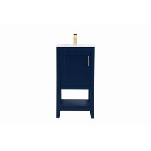 Elegant Decor Aubrey 18" Steel and Solid Wood Single Bathroom Vanity in Blue - Picture 3 of 8