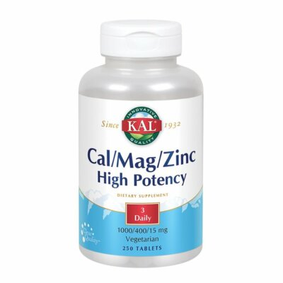 KAL Cal/Mag/Zinc | 1000 mg of Calcium- 400 mg of Magnesium & 15 mg of Zinc | Hea