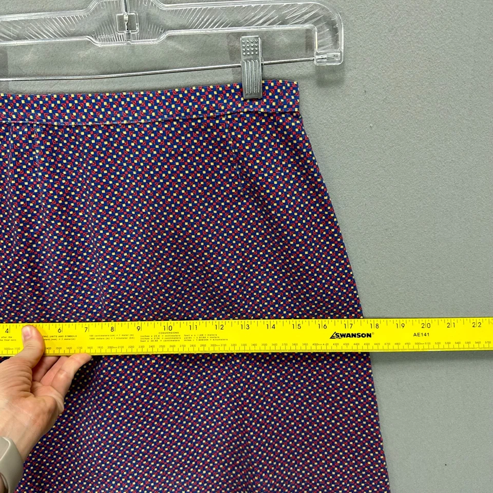 Minifalda True Vintage Años 60 70 Línea A Pana Geométrica Estampado Completo 23" W Foto 3 de 4