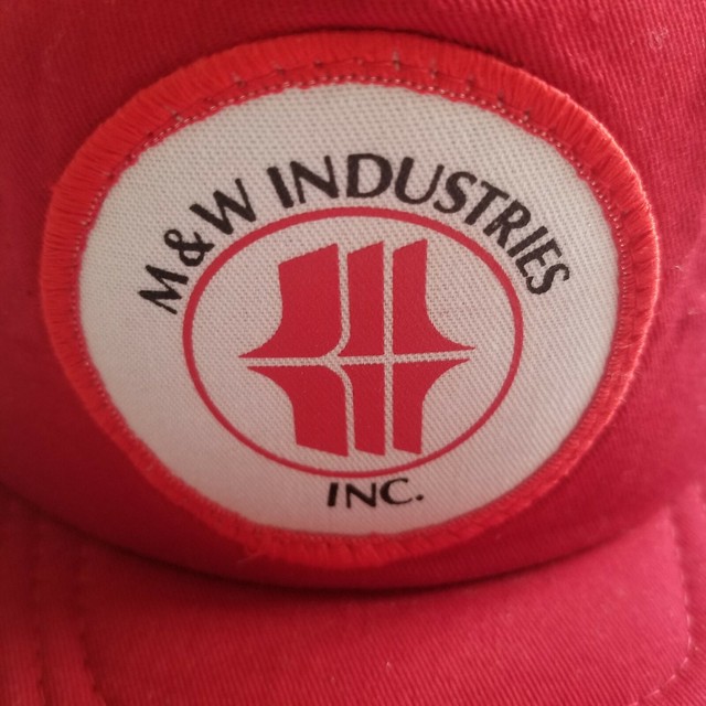 M & W Industries Inc Hat Cap With Patch Red Snapback Mesh Used Adult R