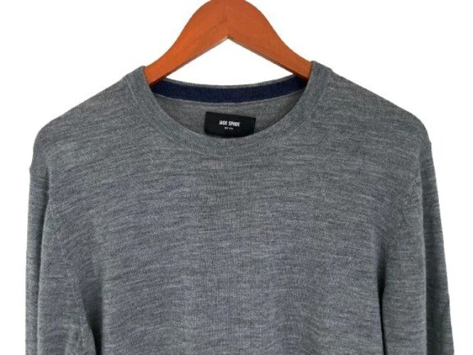 Jack Spade 100% Wool Crewneck Gray Knitted Pullover Sweater Size Med - Image 2 of 4