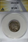 1914-S .05  ANACS  VF 25  Buffalo Nickel, Indian Nickel, 5 Cent Piece