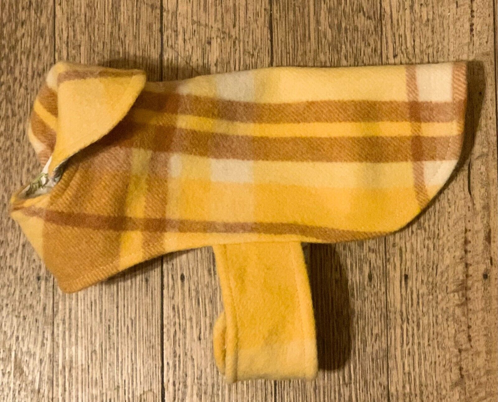 HANDMADE Dog Coat Jacket Yellow Check Vintage Wool Blanket Small Medium Dog