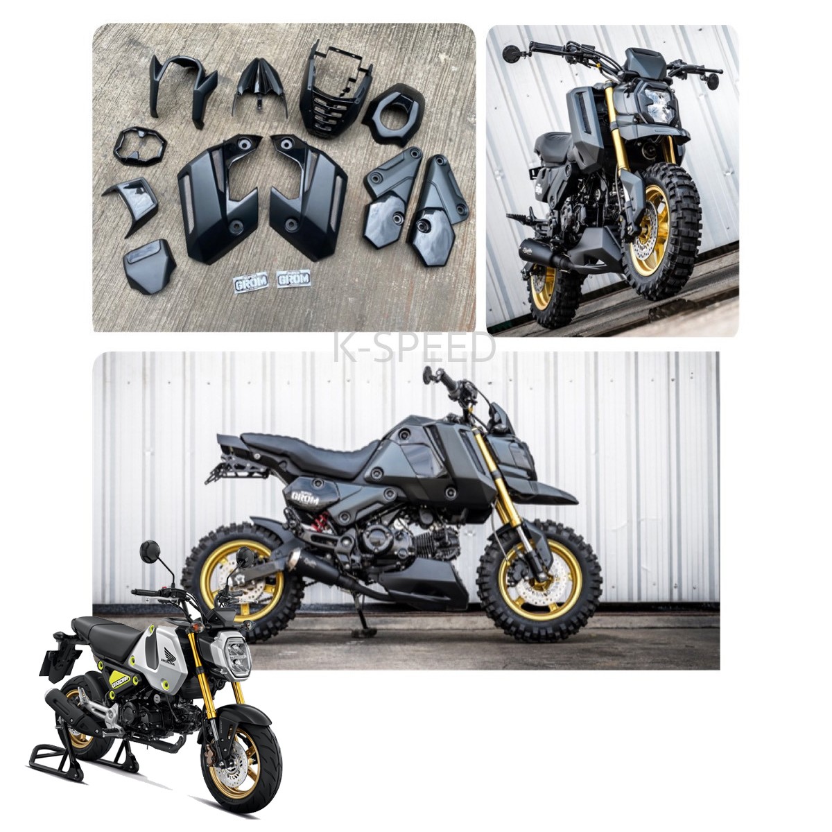 Super Grom Black Set Trim Cover 11pcs Fits Honda Grom 125 2021 - 2023