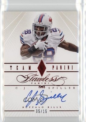 2014 Panini Flawless Team Panini Ruby 5/15 CJ Spiller #7 Auto 0dj8