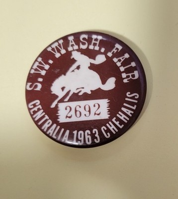 Vintage 1963 S W Washington Fair EMPLOYEE ID Button, Pinback Centralia, Chehalis