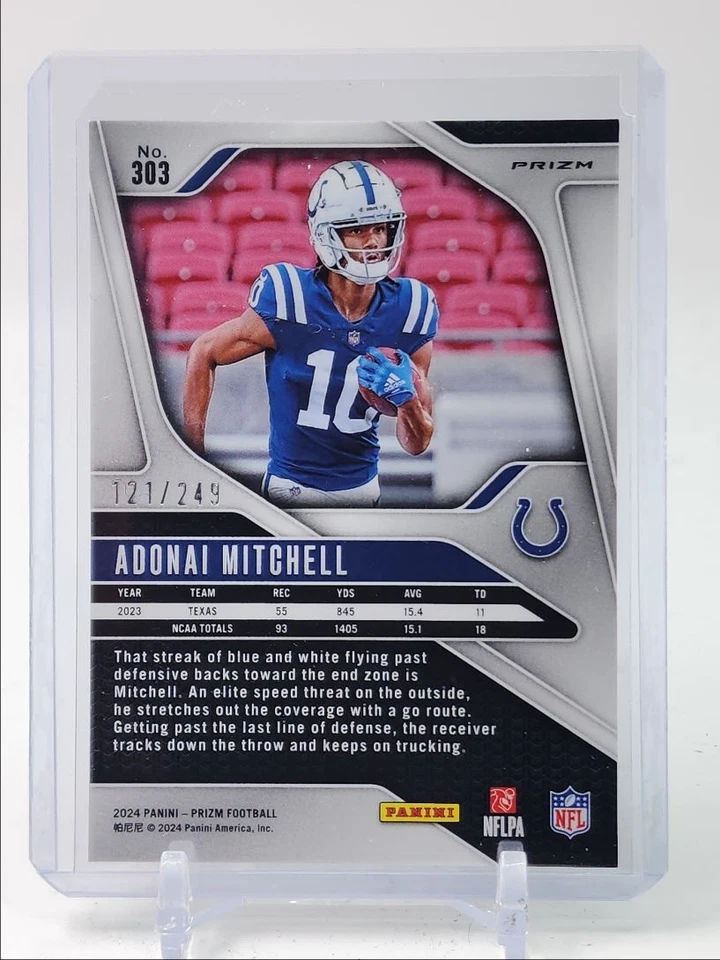 ADONAI MITCHELL 2024 PANINI PRIZM ROOKIE ORANGE COLTS #303 RC /249 Q5361 - Image 2 of 2