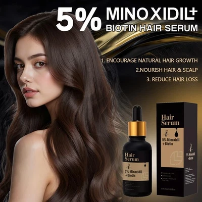 LANTHOME 5% Minoxidil+Biotin for Hair Growth Serum & Hair loss regrowth for Men Women