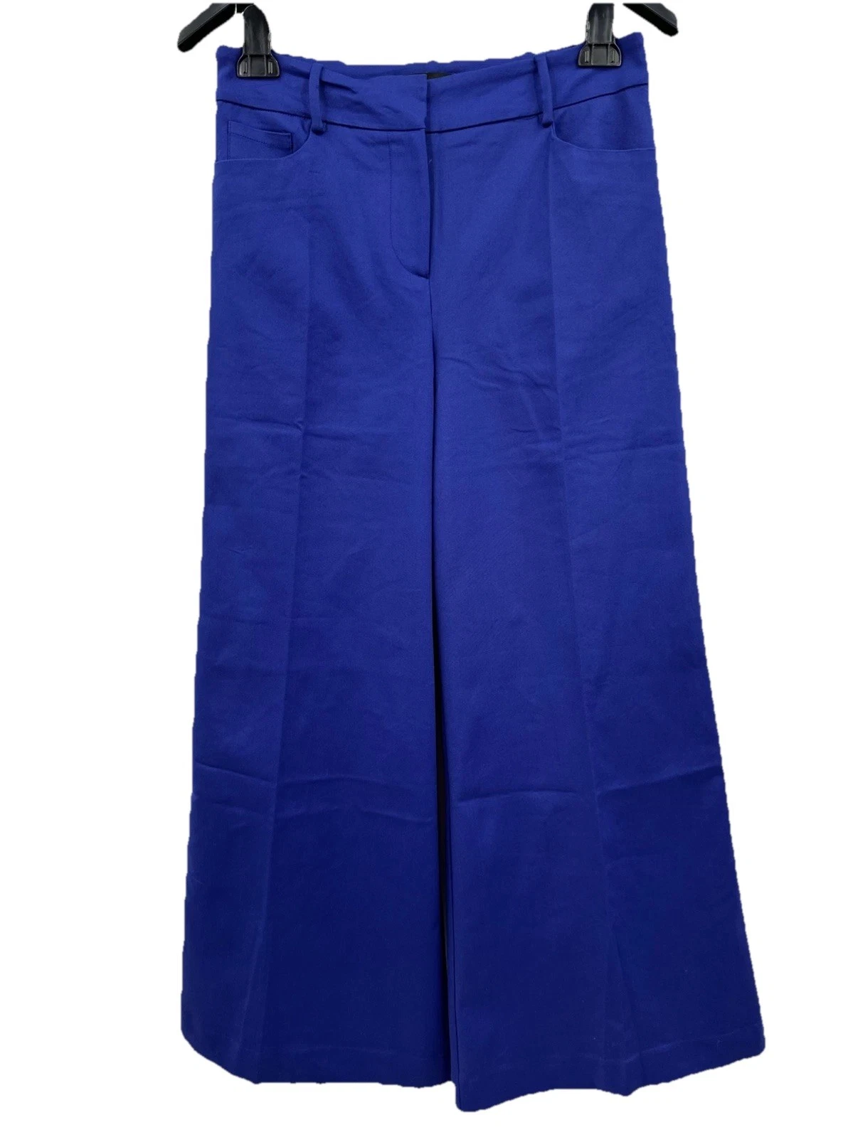 NY&C Pants Size 8 Royal Blue Satin Wide Leg Modern Office Career Work NEW