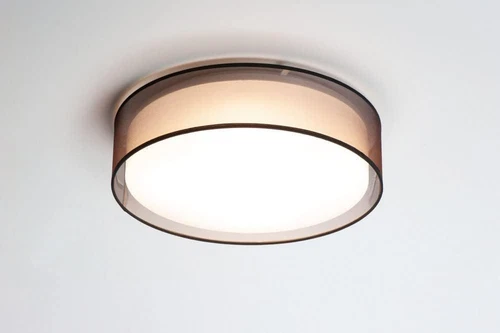 Elegant 16" Wide Flush Mount Light with Oatmeal Linen Finish - 19.5W LED - Picture 2 of 6