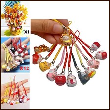 Maneki Neko Lucky Cat 12PCS Keychain Random Colors Good Fortune Health Decor
