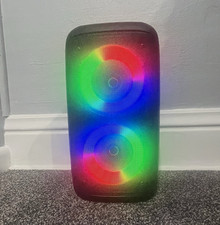 Portable Bluetooth Boombox Speaker w/ Handle, LED Lights, Black
