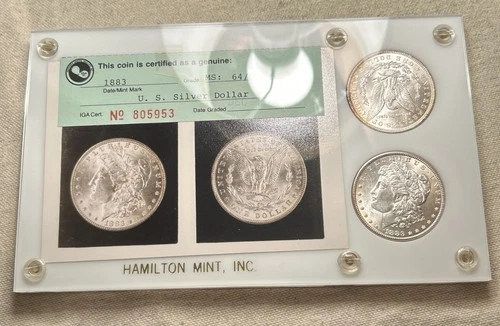 1888 64/65 & 1883 64/65 Morgan IGA Photograde Vintage DUAL Holder UNC - Rare