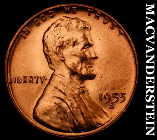 1955-S Lincoln Wheat Cent- Red- Choice Gem Brilliant Uncirculated Luster #i9922