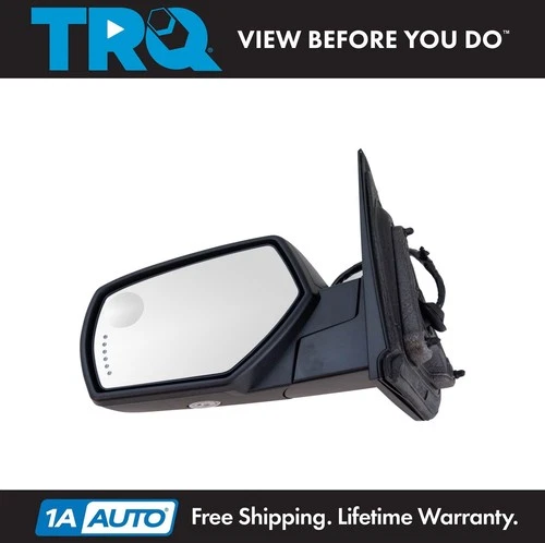 TRQ Mirror Power Fold Heat Memory Signal Puddle Textured Black LH for GM Pickup