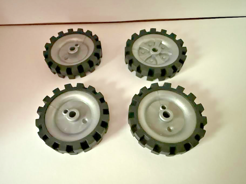 4 Knex Tires 2.5" Gray/Silver Pulley Rim Wheels - K'nex Replacement Parts - New