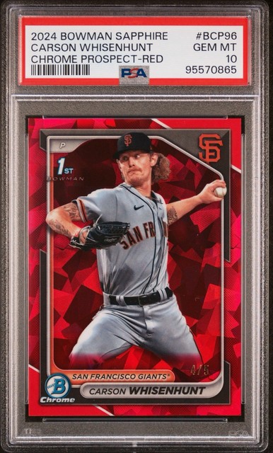 Carson Whisenhunt 2024 Bowman Sapphire #BCP96 1st Bowman Red #’d 4/5 PSA 10