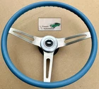 1967-1972 Chevy Comfort Grip Steering Wheel Kit Blue 3-Spoke Camaro Nova Truck