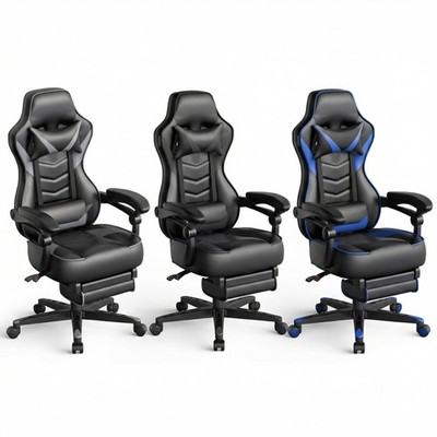 ELECWISH Gaming Chair Leather PU Office Chair Recliner Swivel Seat with Footrest