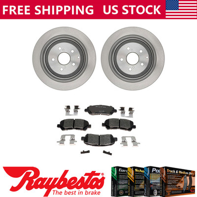 Rear Kit Brake Rotors + Ceramic Pads & Hardware For 2014 Toyota Highlander