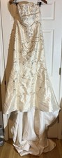 Zuri Ivory Beaded Embroidered Strapless A-Line Train Size 10 Wedding Dress
