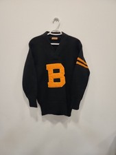 Vintage Callum Boren Wool Letterman Sweater Black Orange B USA...