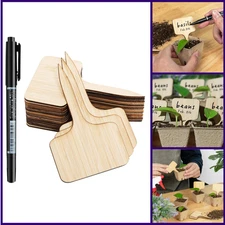 75 Pack Bamboo T-Type Plant Labels with A Marker Pen, Garden Markers Sign Plant