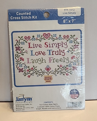 Janlynn Live Simply 8'' x 7'' Counted Cross Stitch Kit #999-1012 Love Heart Floral