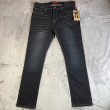 MBX Men’s Jeans Slim Fit Dark Wash Stretch Denim Straight Leg 38 X 32