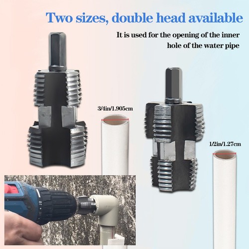 2-Piece PVC Pipe Threader Kit For Electric Drill - 1/2" & 3/4" Tapping Drill Bit Set