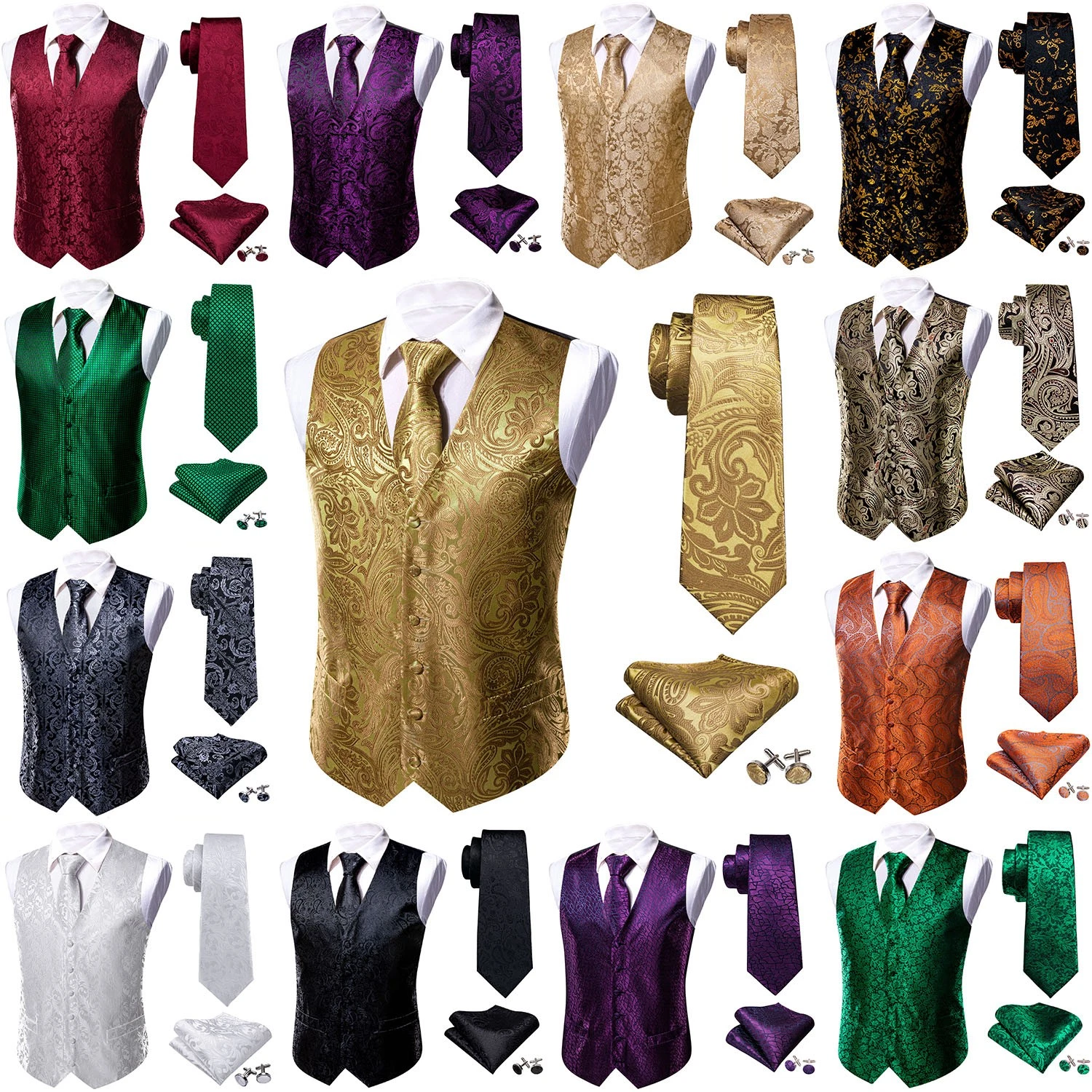 Men's Formal Tuxedo Vest Set with Bow Tie/Necktie, XS-5XL Sizes for Wedding Prom
Opens in a new wind