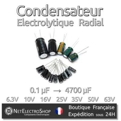 Condensateur Chimique Electrolytique - Choix : 0,1uF à 4700uF - 6,3V à 63V - Imagen 1 de 2
