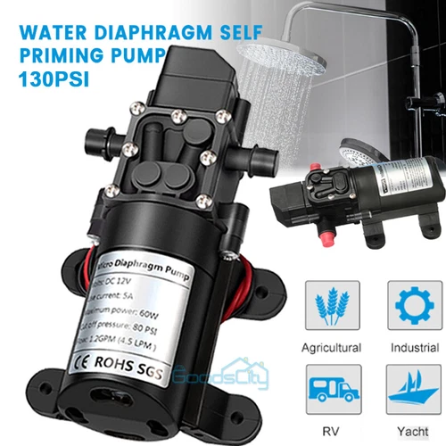 12V 130PSI Water Pump Pressure Diaphragm Self Priming Pump for RV Boat Caravan - Picture 8 of 20