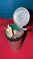 Dollhouse Miniature Trash Can with Garbage Raisins - 2.5inch