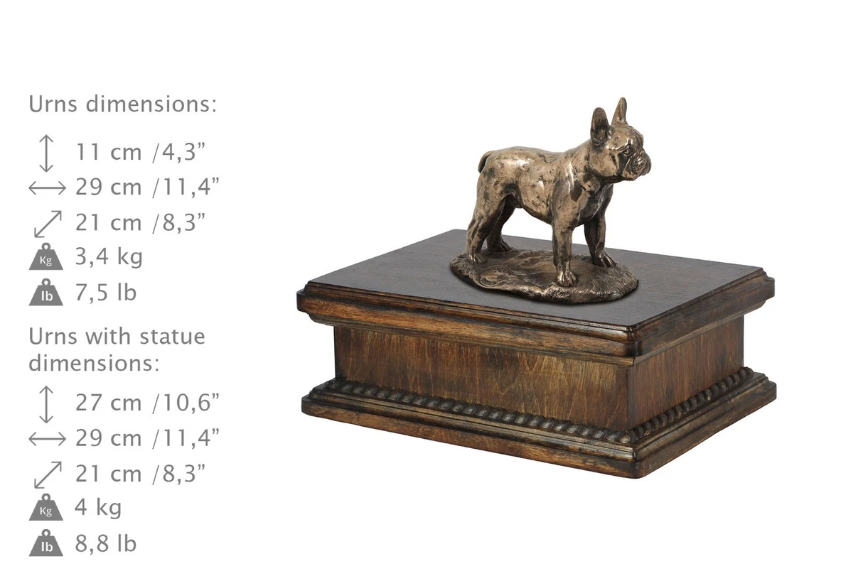 Französische Bulldogge, exclusive Urne, Kalte Bronze, ArtDog, AT