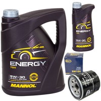 MotoröL Set Mannol Energy 5W-30 API 6 Liter + ÖLfilter FüR Renault 19 II 107 PS