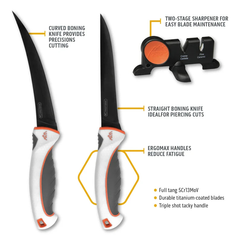 NEW Outdoor Edge Ergomax 6 Pc Professional Grade Game Processing Knife Set