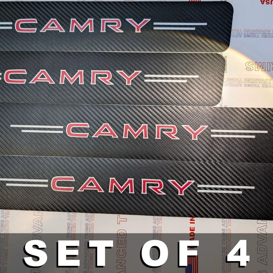4Pcs RED Car Threshold Strip Door Plate Sill Scuff Cover Stickers for CAMRY - Image 4 of 4