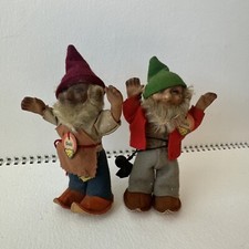 Vintage STEIFF Gnome Gucki Pucki 5 Orig Tags Buttons Rubber Bodies