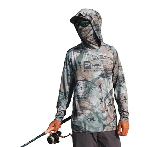 Ropa de pesca pelágica Upf 50+ máscara facial con capucha camisas de pesca para hombre al aire libre Su - Imagen 8 de 27