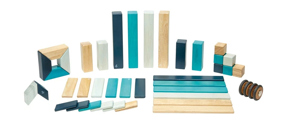 Juego de bloques de madera magnéticos Tegu de 42 piezas, azul azul Foto 3 de 4