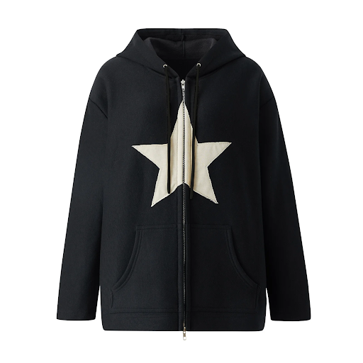 y2k Hip Hop Zip Up Hoodie Vintage Star Patch Loose y2k Hip Hop Zip Up Hoodie Vintage Star Patch Loose